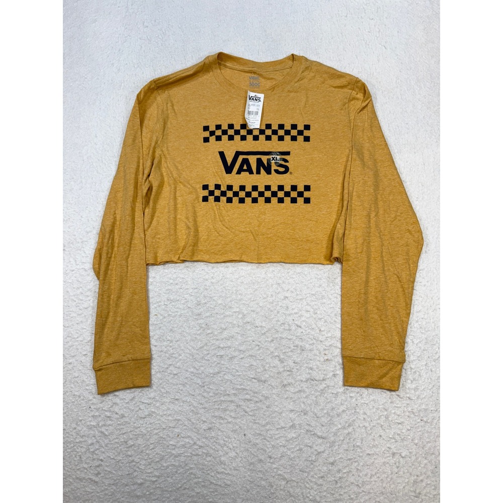 Vans Womens XL Drop V Between Long Sleeve Crop Top Yellow VN0A4B7DXZ7